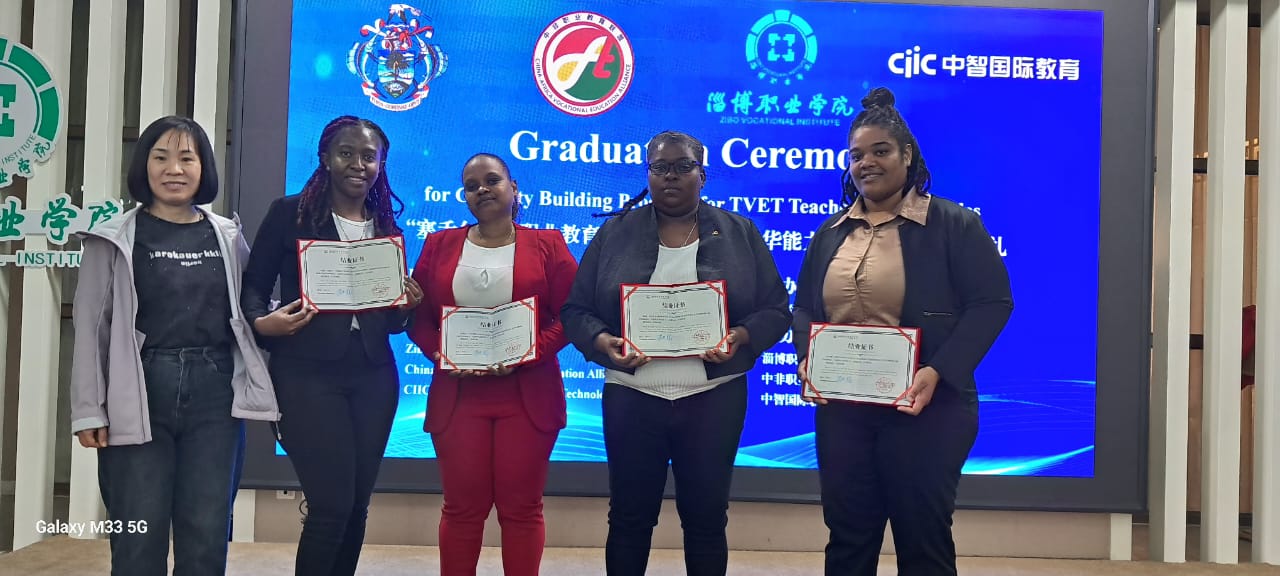 Ms. Rhonda Labiche at the TVET graduation ceremony in China
