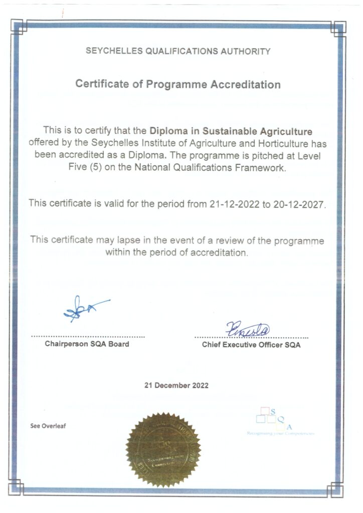 Certificate of Programme Accreditation - Diploma in Sustainable Agriculture_page-0001