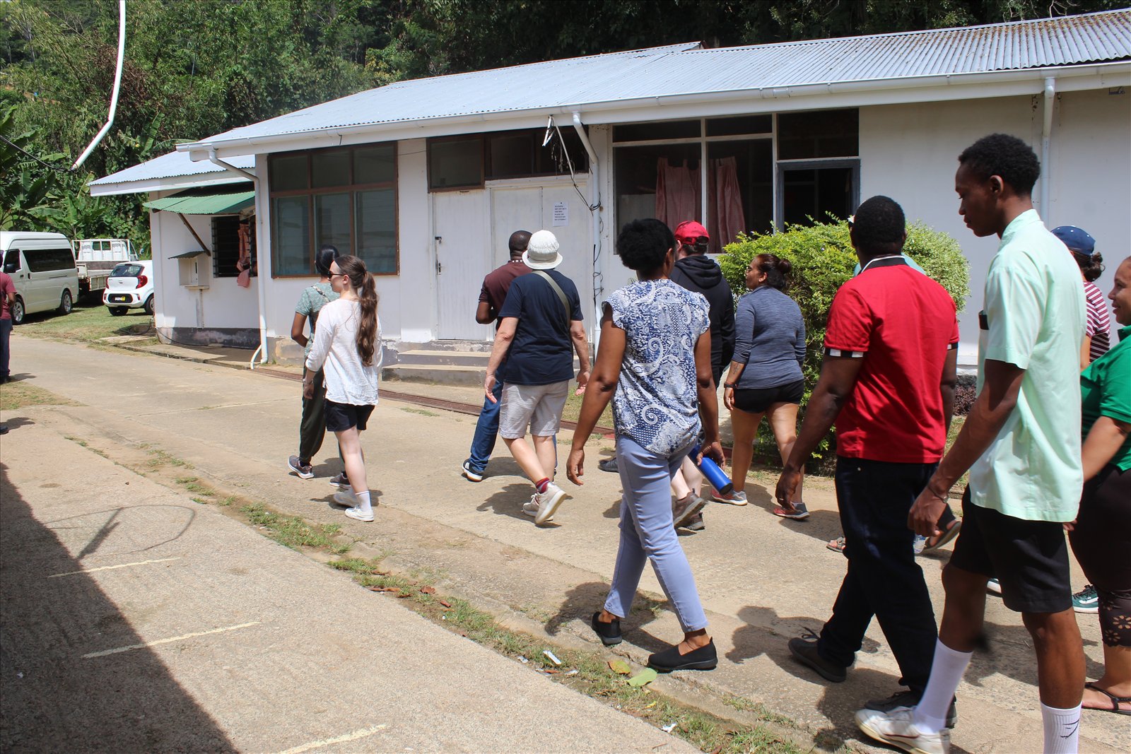 SIAH and University of Seychelles students with GreenTraINT partners touring the SIAH campus